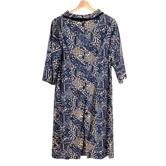 Floral Print 3/4 Sleeve Round Neck Midi A-Line Dress - Picture 4 of 12